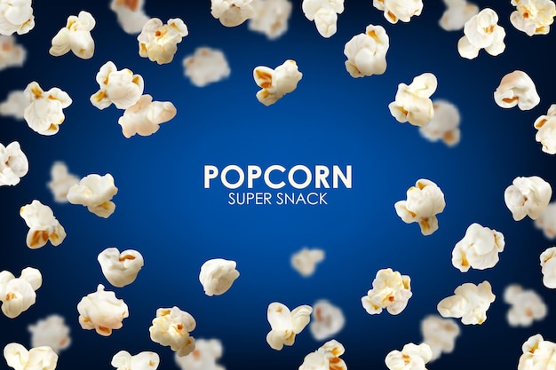 Vector realistic flying popcorn background vector frame