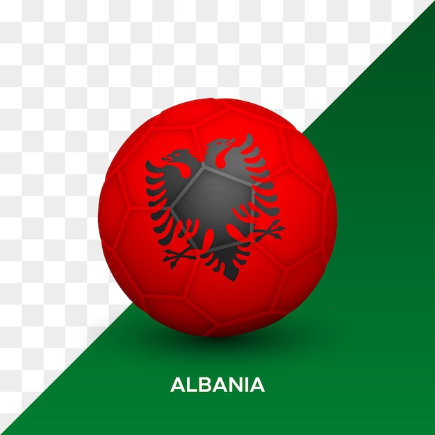 Realistic football soccer ball mockup with albania flag 3d vector illustration isolated