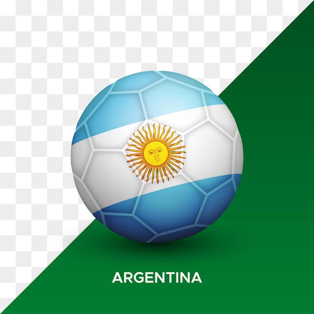 Realistic football soccer ball mockup with argentina flag 3d vector illustration isolated