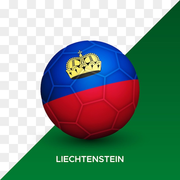 Realistic football soccer ball mockup with liechtenstein flag 3d vector illustration isolated