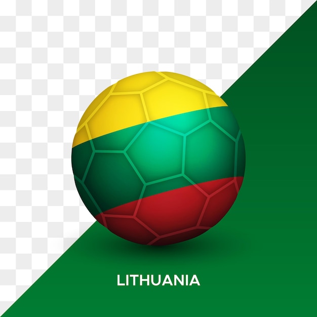 Realistic football soccer ball mockup with lithuania flag 3d vector illustration isolated