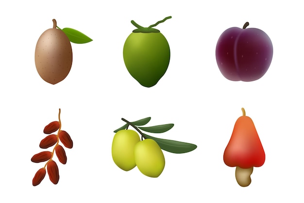 Realistic Fruit Icon Collection