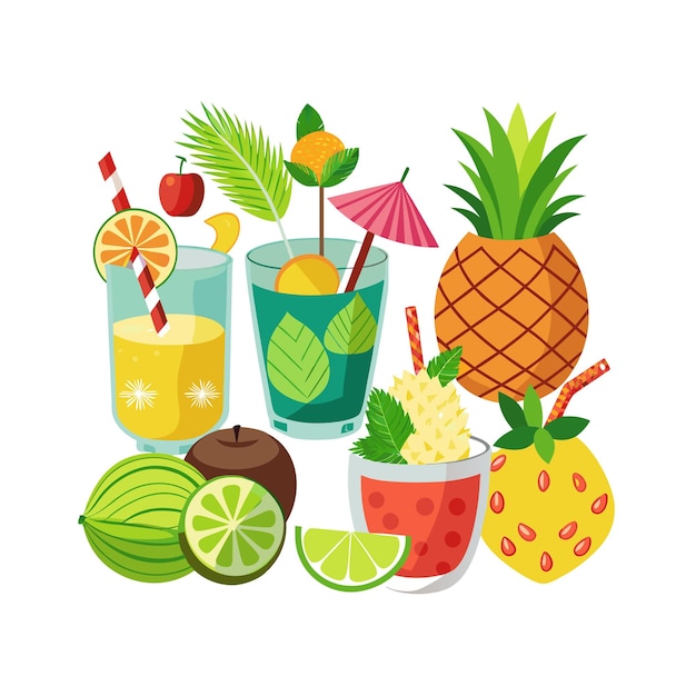 Realistic Fruits Vector Illustration Concepts