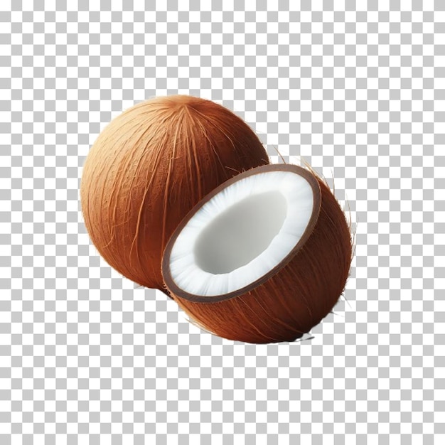 Vector realistic full and half coconut isolated on transparent background