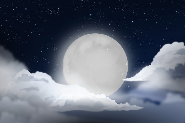 Vector realistic full moon sky background design