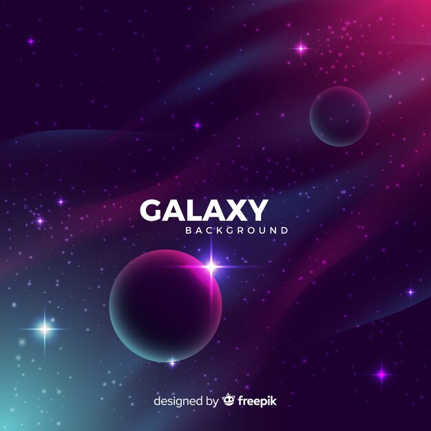 Vector realistic galaxy with planets background