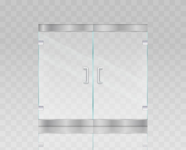 Realistic glass door Entrance modern glass doors illustration of a layout of an entrance glass