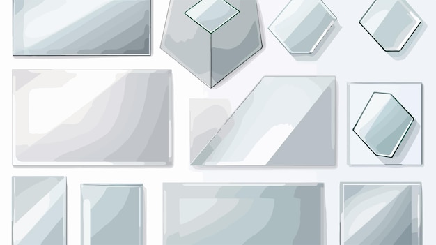 Vector realistic glass plates collection of mirrors