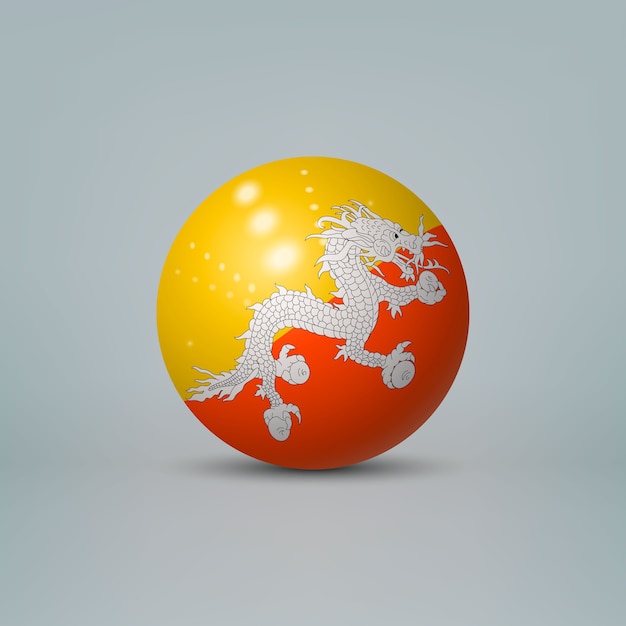 realistic glossy plastic ball with flag of Bhutan