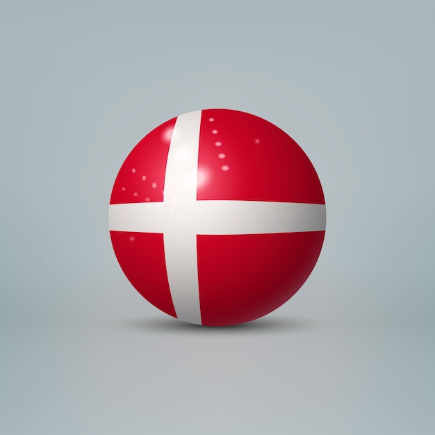 realistic glossy plastic ball with flag of Denmark