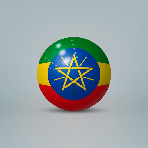 realistic glossy plastic ball with flag of Ethiopia