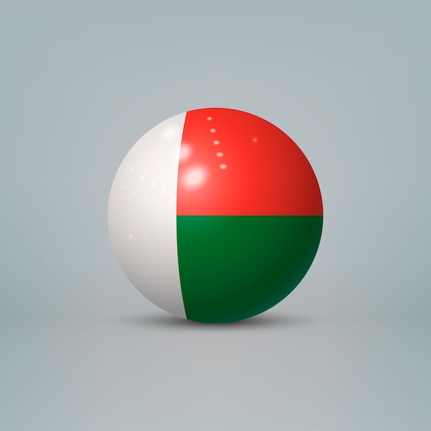 realistic glossy plastic ball with flag of Madagascar