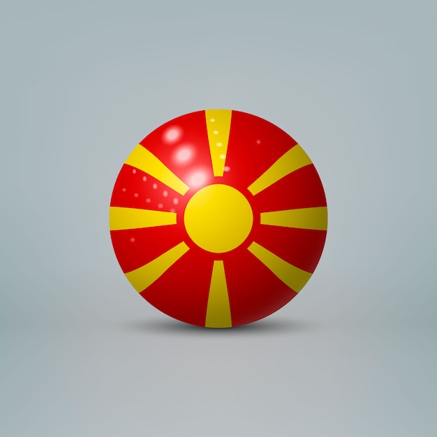 realistic glossy plastic ball with flag of North Macedonia