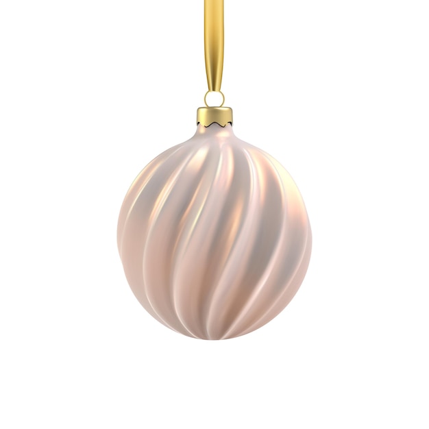 Realistic Gold Christmas tree toy in the form of a spiral. 3D Illustration object for christmas design, mockup. isolated on a transparent background.