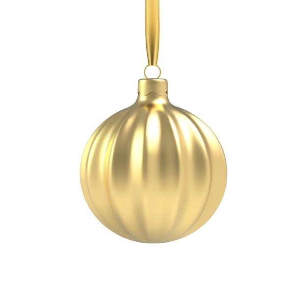 Realistic Gold Christmas tree toy in the form of a spiral.