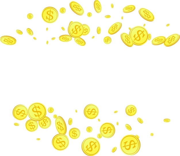 Realistic Gold coins explosion Isolated on transparent background