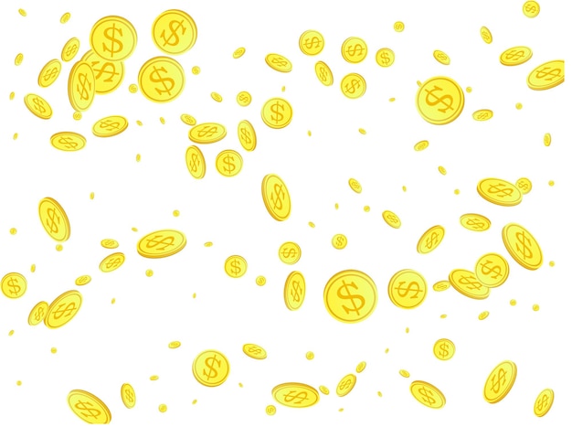 Realistic Gold coins explosion Isolated on transparent background