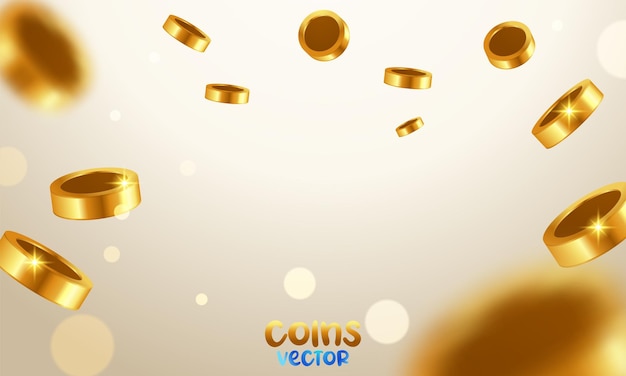 Realistic Gold coins explosion vector illustration