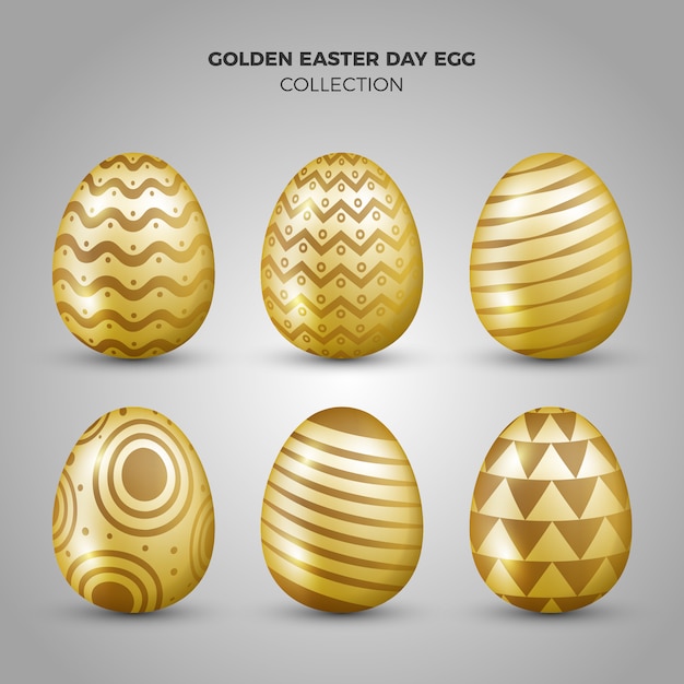 Realistic Golden Easter Egg Collection