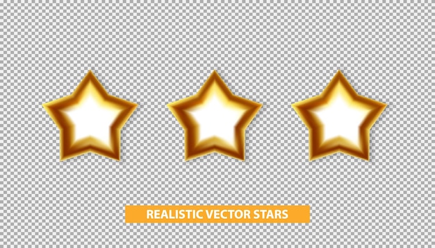 Realistic golden stars on the transparent background Vector