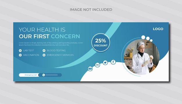 Realistic gradient medical facebook cover template or social media cover