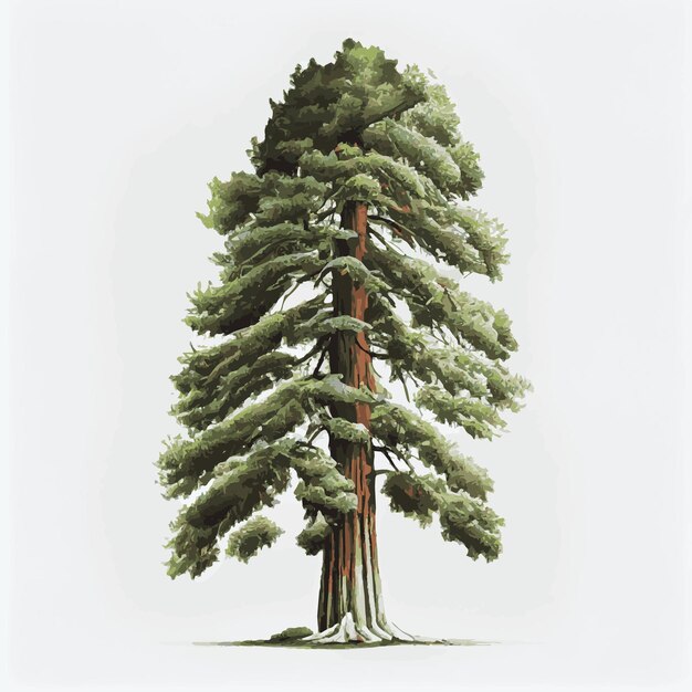 Vector realistic green tallest tree in the world sequoia on a white background vector