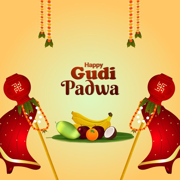 Realistic gudi padwa celebration background