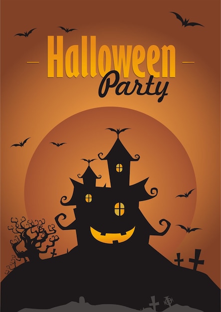 Realistic halloween party invitation template a book cover poster happy hallowen night pumpkin