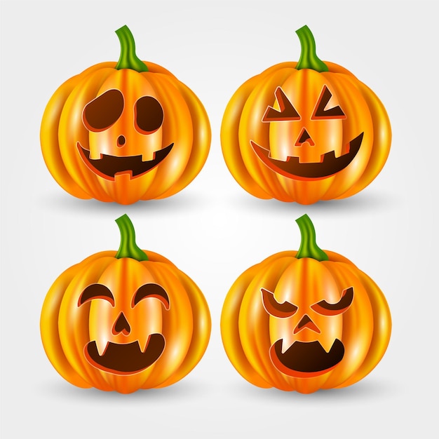 Realistic halloween pumpkin collection