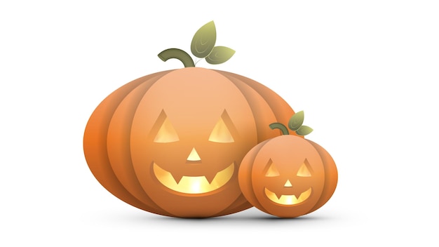 Realistic halloween pumpkin with fire inside. A plastic pumpkin with a scary face. Vector.