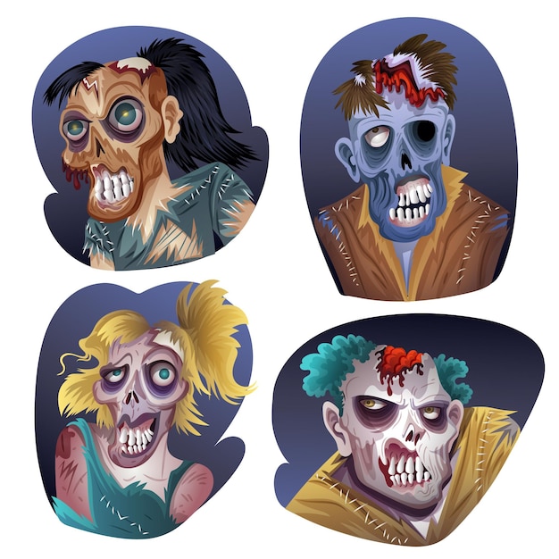 Realistic halloween zombies collection