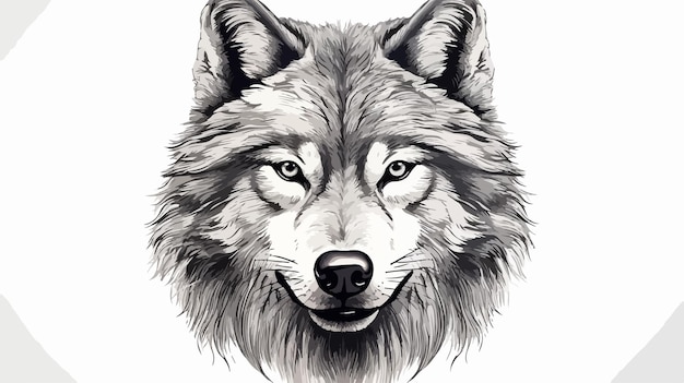 Realistic Hand Drawn Wolf Face Sketch Illustration