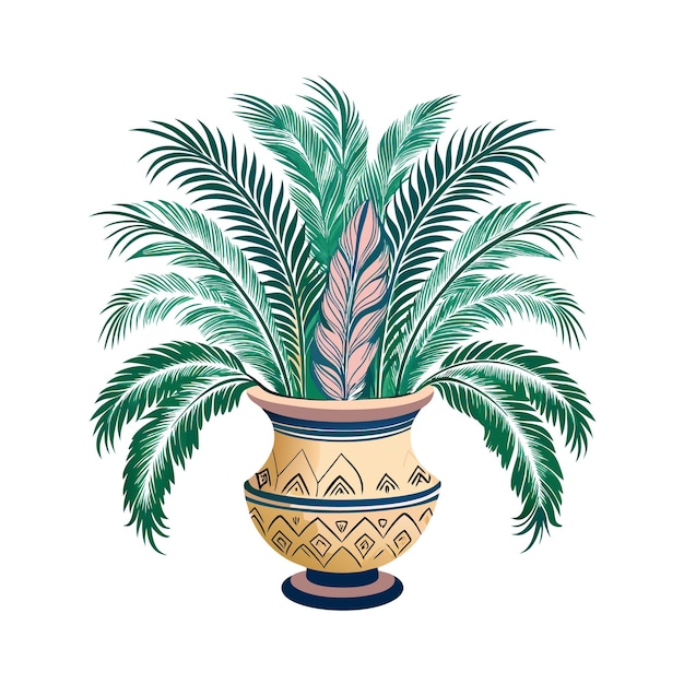 Realistic handdrawn versatile potted houseplant