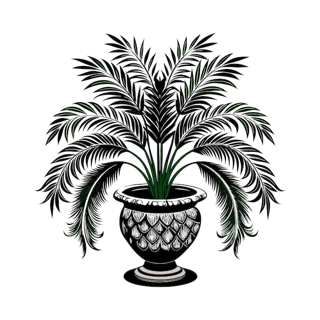 Realistic handdrawn versatile potted houseplant