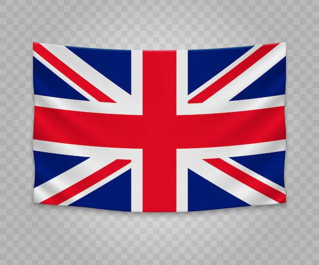 Realistic hanging flag of United Kingdom