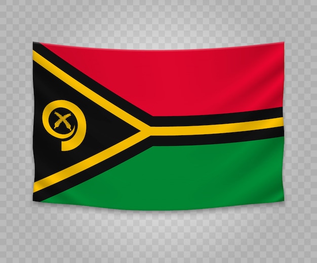 Realistic hanging flag of Vanuatu