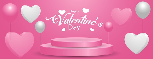 Realistic happy valentine's day background in pink color