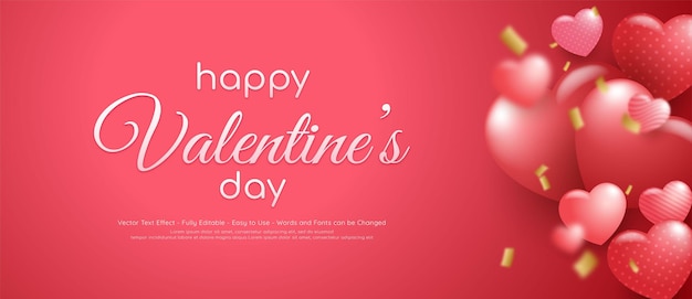 Realistic happy valentine's day banner with sweet hearts on pink background