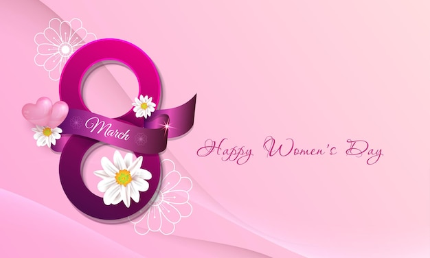 Realistic happy womens days 8 march template design