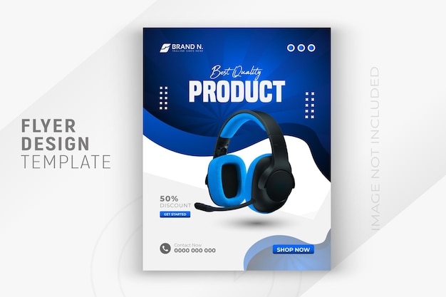 Realistic headphones and Black Friday super sale flyer social media banner template