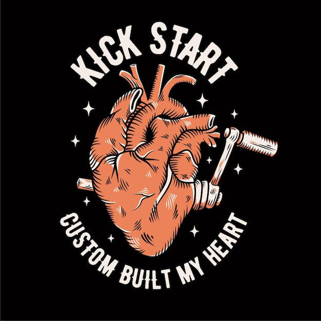 realistic heart as the kick start motorcycle