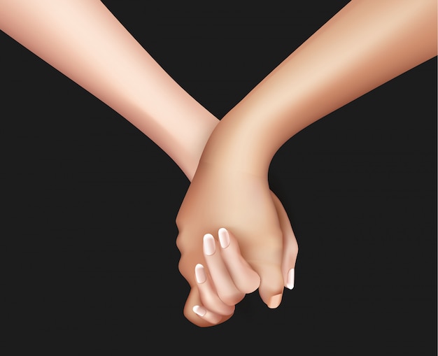 Realistic holding hands  illustration.