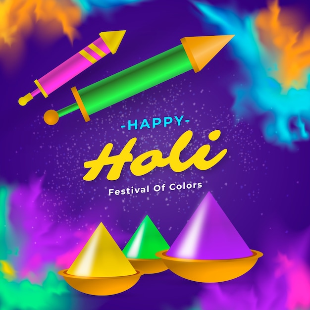 Realistic holi illustration