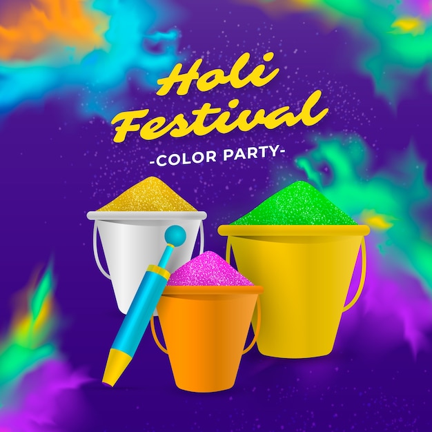 Realistic holi illustration