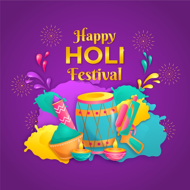 Realistic holi illustration