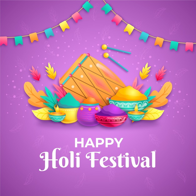 Realistic holi illustration