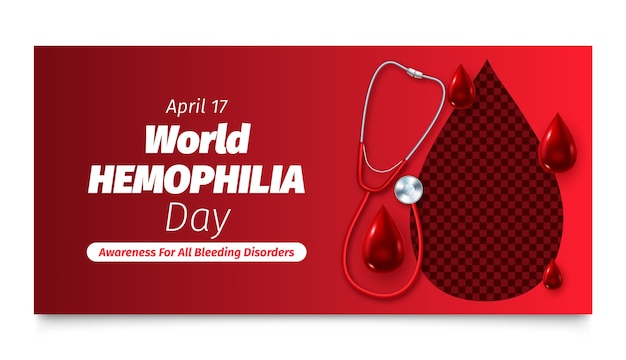 Realistic horizontal banner template for world hemophilia day awareness