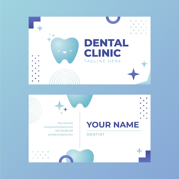 Realistic horizontal business card template for dental clinic business