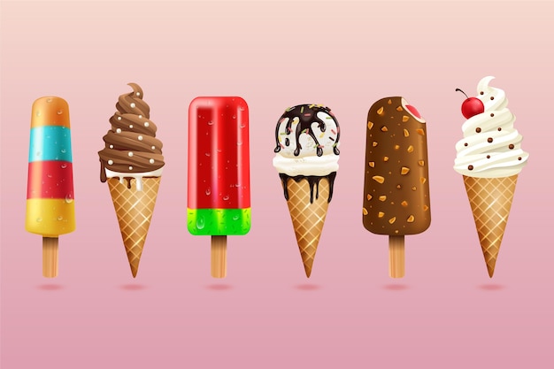 Realistic ice cream collection