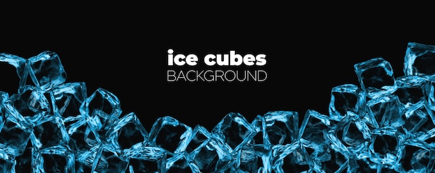 Vector realistic ice cubes background, crystal ice blocks